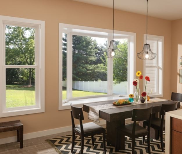 Large glass windows brighten this sunlit dining room, replacement windows Ventura, CA