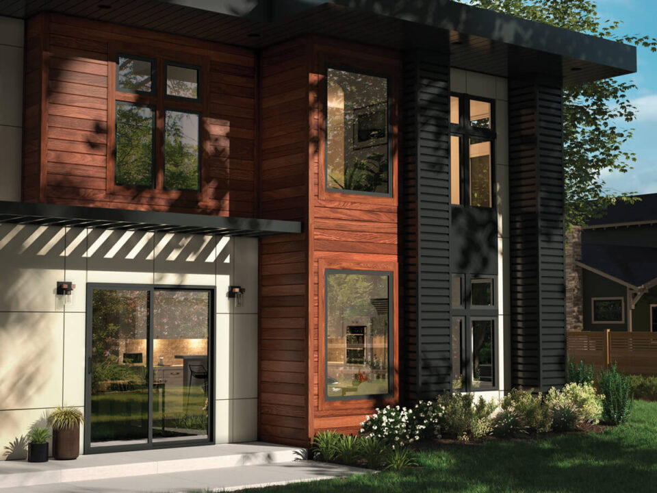 Contemporary exterior with smart glass windows for light and privacy, replacement windows Ventura, CA
