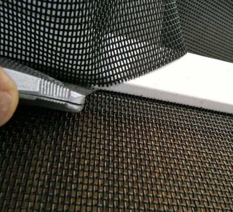 Fine window screen material trimmed for a tighter fit, replacement windows Santa Barbara, CA